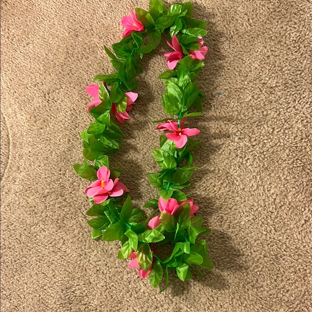 Vibrant Pink and Green Floral Lei